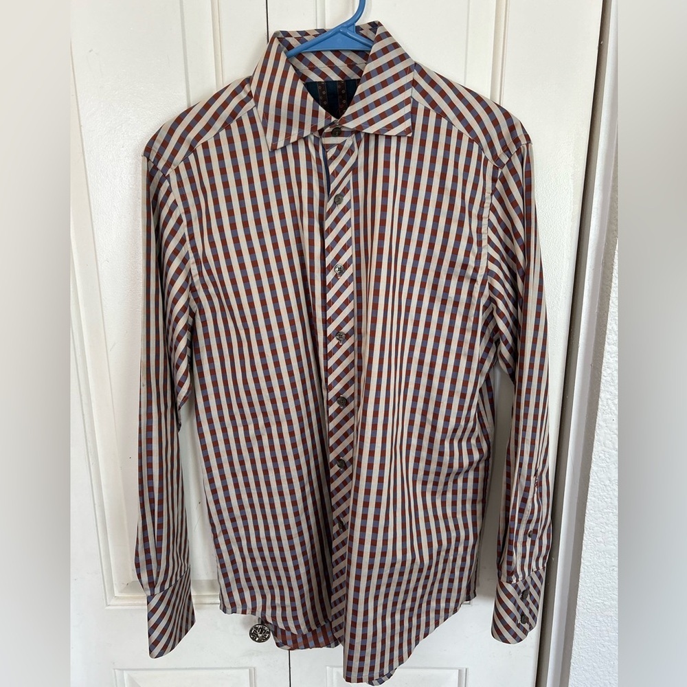 Robert Graham Size M Button Up Shirt Long Sleeve Flip Cuff 100% Cotton